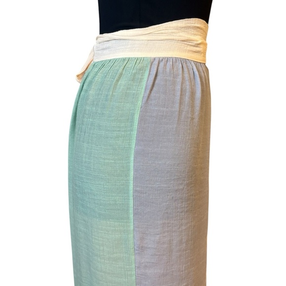 Multi Colored Stripe Maxi Wrap Skirt Casual - Picture 8 of 10